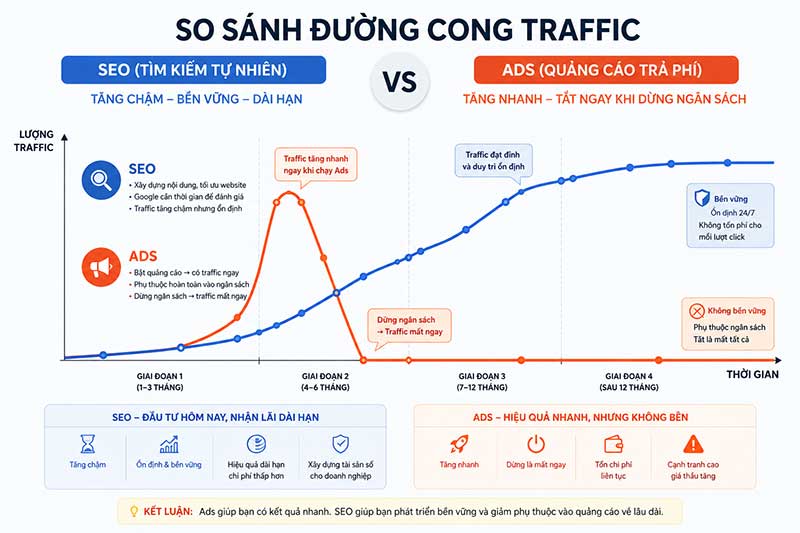 So sánh SEO và Google Ads