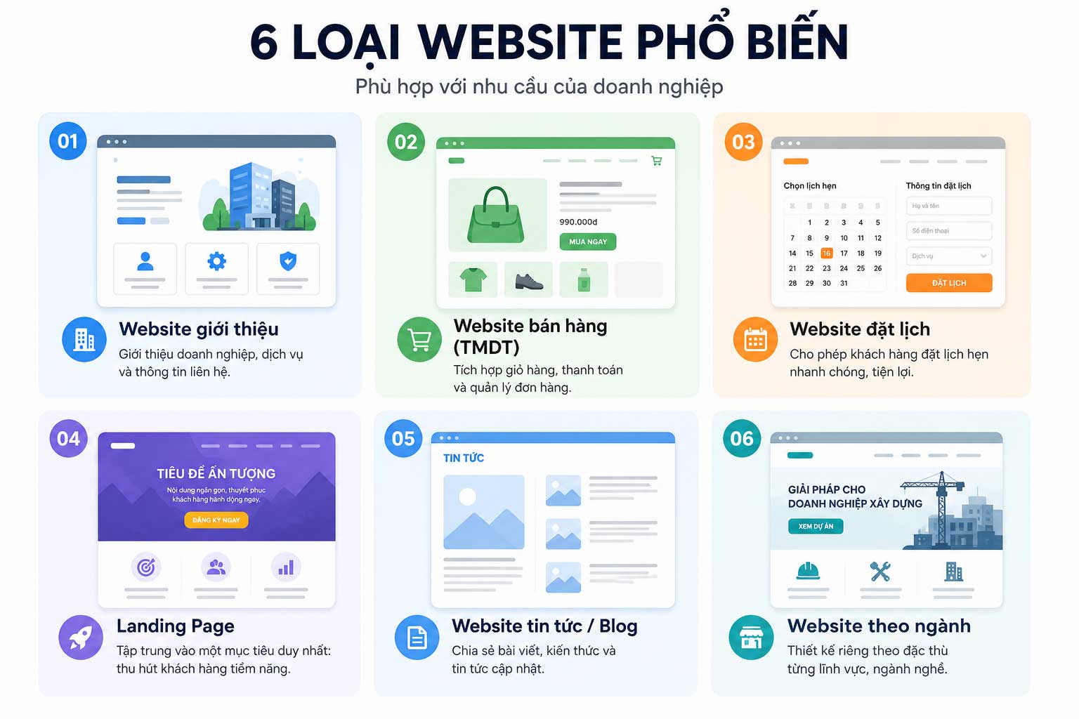 6 loại website phổ biến